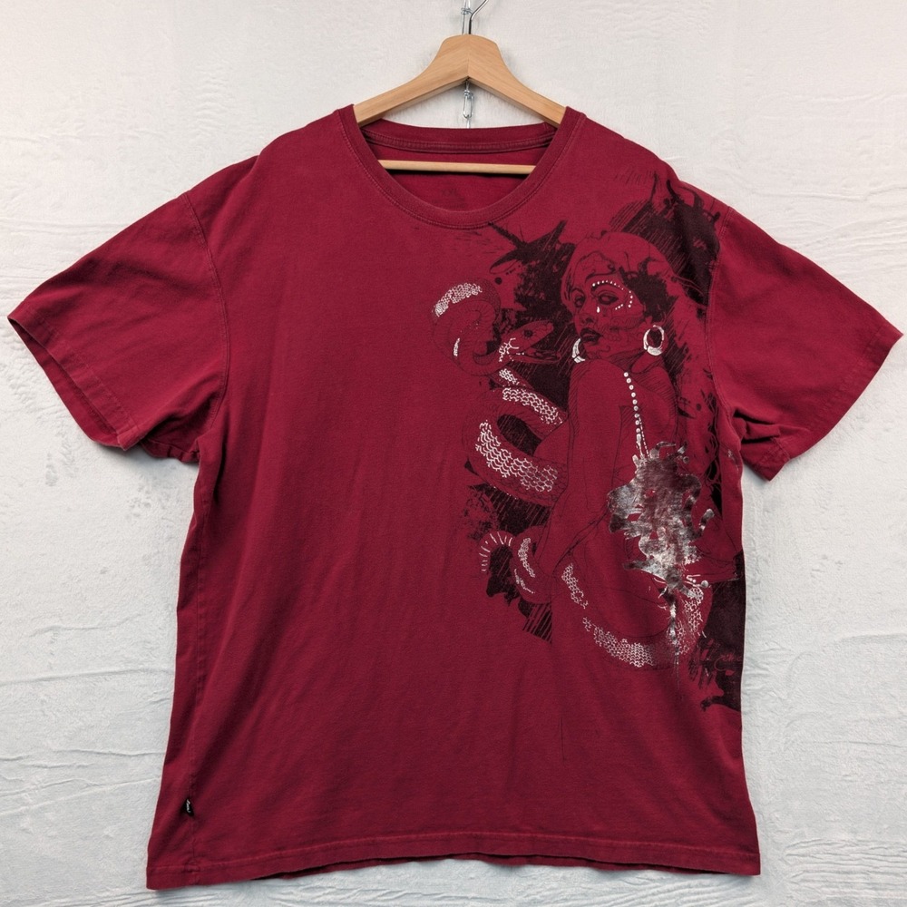 VTG Marc Ecko T-Shirt Men XXL Burgundy Snake Metallic Grunge Nu Metal Gothic Y2K